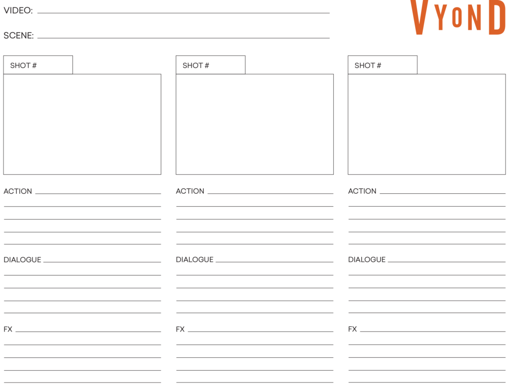 A blank template for filling in your own storyboard.